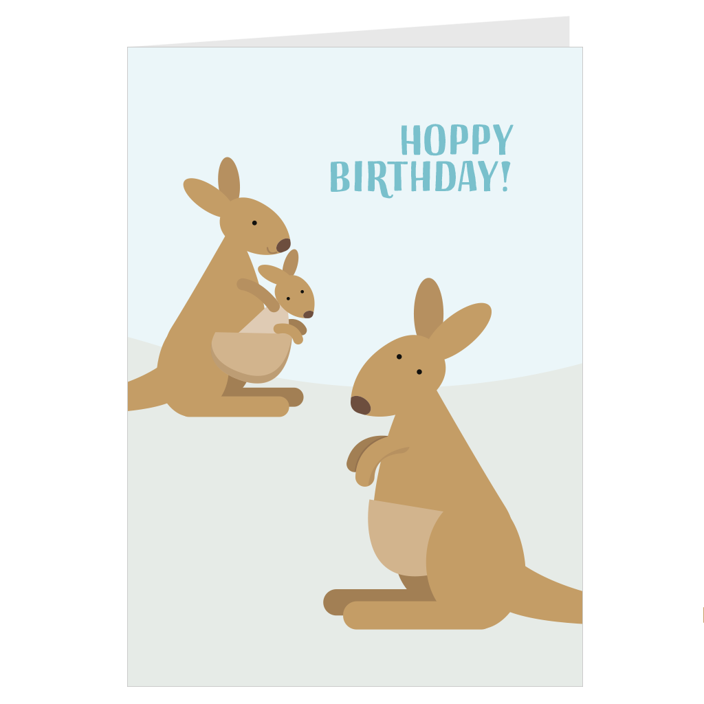 Kangaroo Family Hoppy Birthday A6 card & envelope