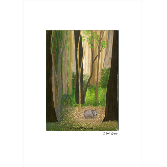 Wombat in the Forest Art Print