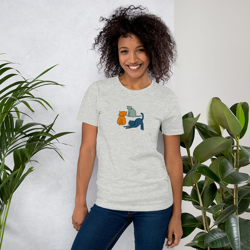 Bella + Canvas unisex t-shirt with Three Cats design