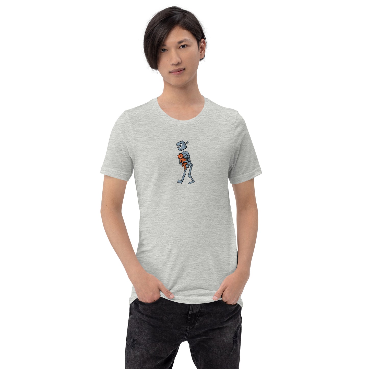 Bella + Canvas Unisex T-shirt with Robot & Cat design