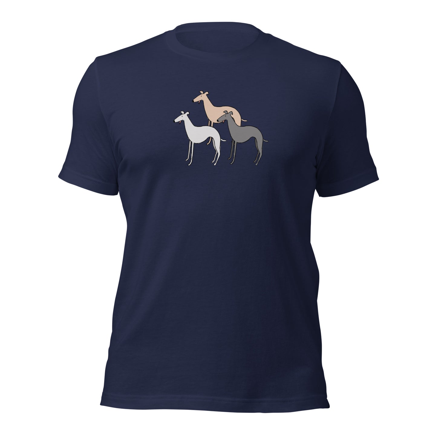 Bella + Canvas unisex t-shirt with Three Whippets design