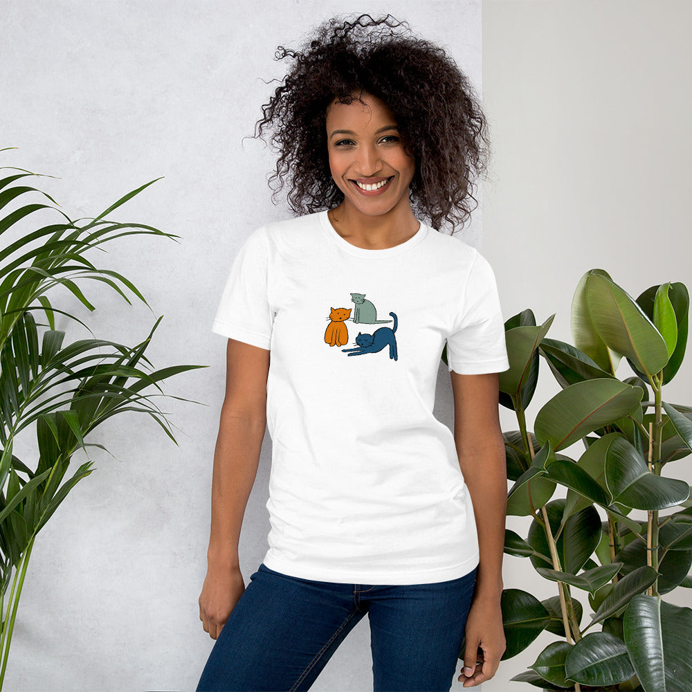 Bella + Canvas unisex t-shirt with Three Cats design