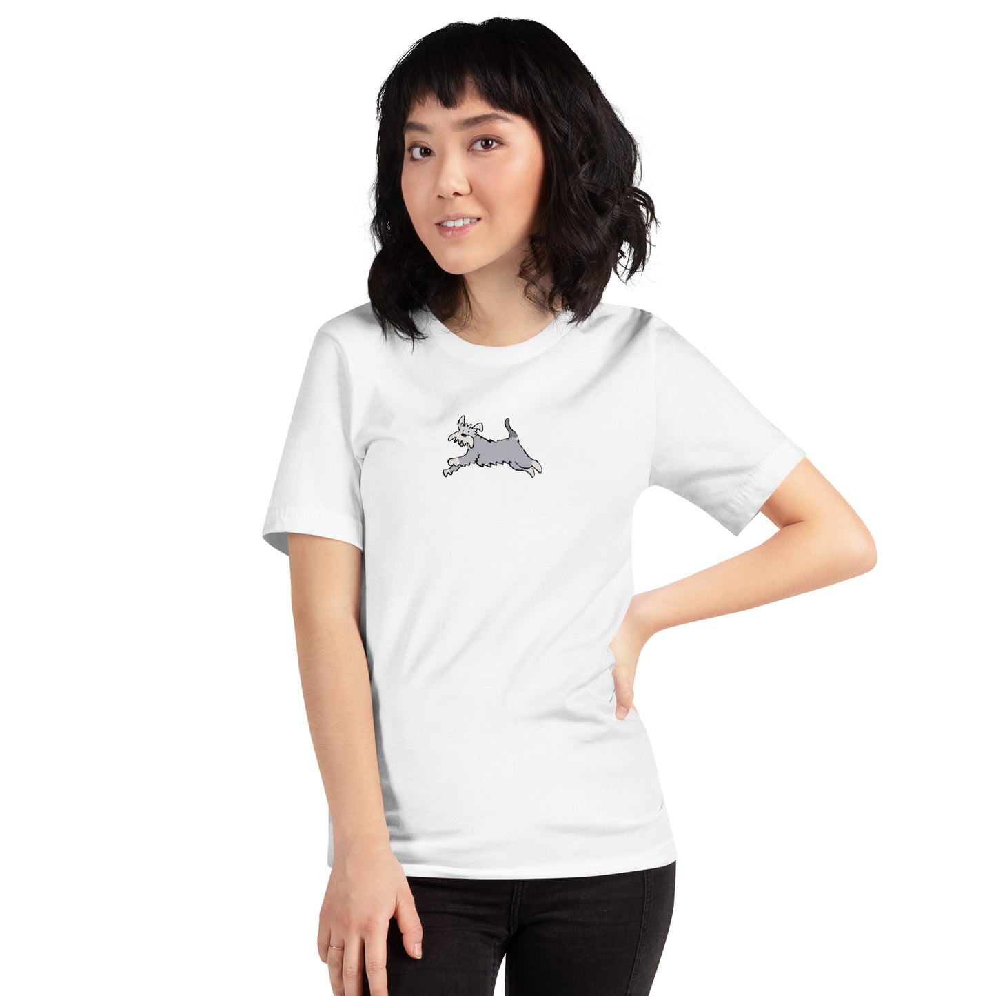 Bella + Canvas Unisex t-shirt with Running Schnauzer design